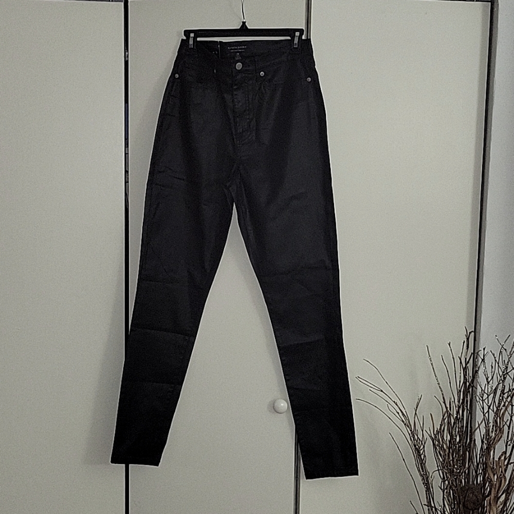 Banana Republic, Black Wax-Coated Jeans. Women's 29/8 Tall.